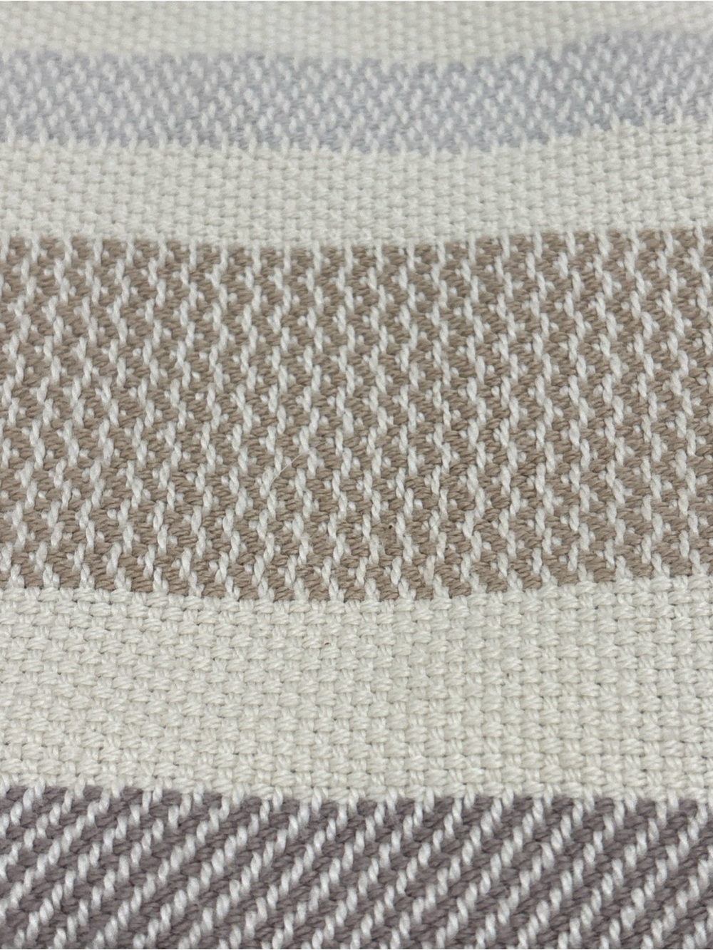 Vtg Faribault Woolen Mills Wool Tote Bag MADE IN USA Leather Straps Blue Cream - Picture 7 of 8